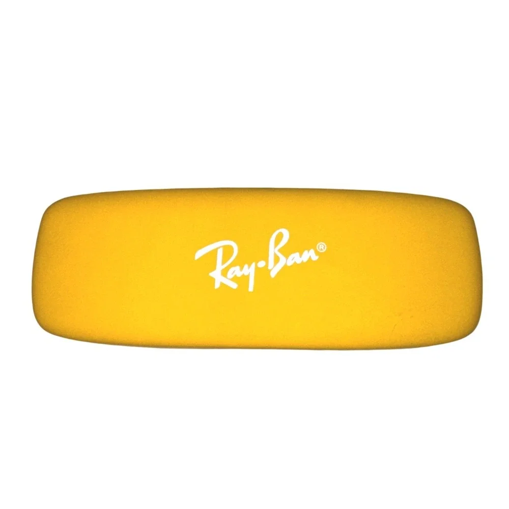 Ray-Ban Yellow Hard Eyeglass Sunglasses Case Red Felt Interior Clamshell